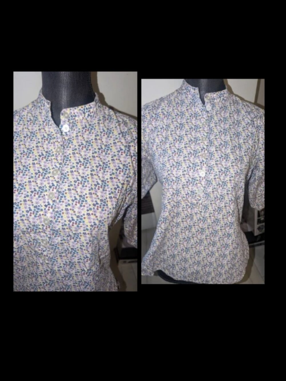 GOLITE Women's Dainty Floral Print Button Down Top 3/4" Sleeve Womens S